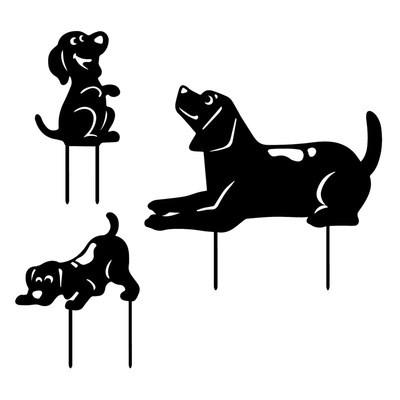 China Durable Hot Selling Black Acrylic Garden Ornaments Animated Christmas Silhouettes Garden Decoration Dog for sale