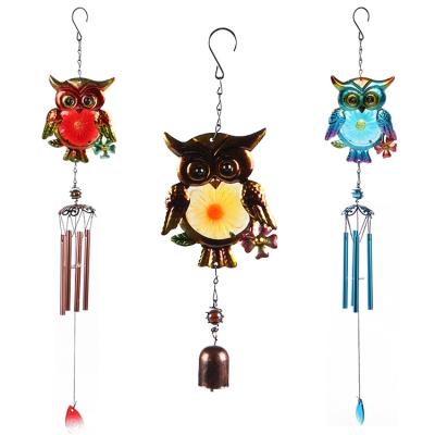 China Durable Outdoor Balcony Owl Metal Pendant Wind Chimes Pendant Tone Home Decoration Animal Garden Deep Wind Rings Owl Wind Chime for sale