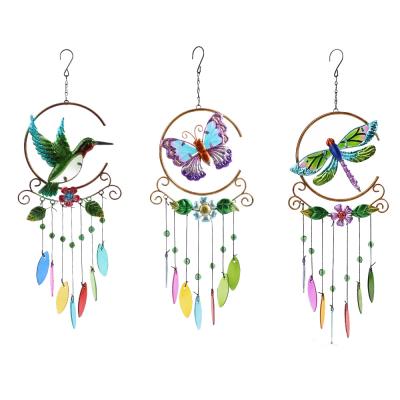 China Creative Fashion Durable Hummingbird Iron Crafts Wind Chimes Hanging Decorations New Wind Bell Hummingbird Metal Wind Chimes for sale