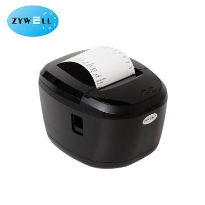 China Black Thermal Printer 80mm Port Zywell USB&SERIAL Port POS Printer Thermal Receipt for sale