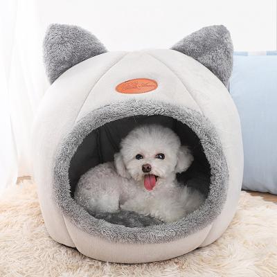 China Fashionable Dog Cat Pet Bed Whosale Pet Room Breathable Luxury Material Cute Short Ear Shape Silk for sale