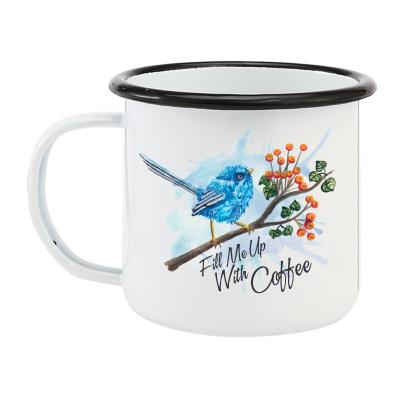 China Viable Maker Printed Bulk Custom Enamel Camping Coffee Mug Gift for sale