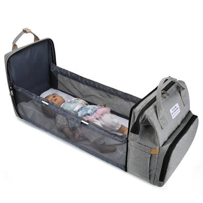 China Waterproof Expandable Large Diaper Bag Custom Large Tote Backpack Mommy Mat Baby Crib Changing Bag for sale