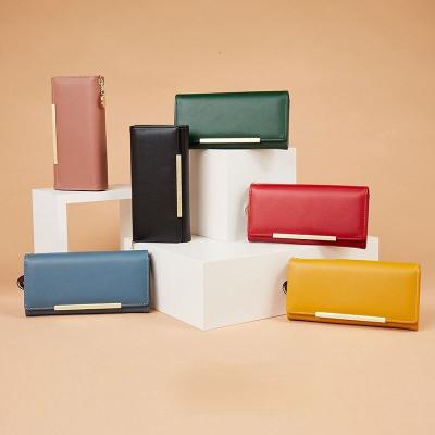 China New Yellow Leather RFID Wallet Women 2022 Luxury Long Design Woman Clip Large Capacity Zipper Purse Ladies Brand Coin Card Wallet for sale