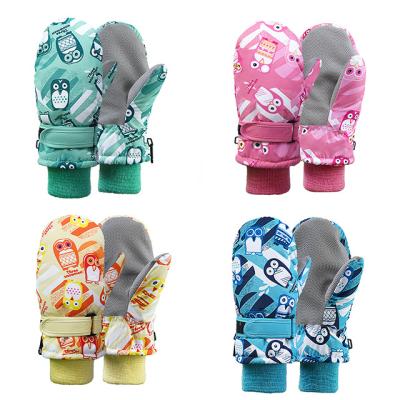 China Non-slip OEM Windproof Waterproof Thicken Waterproof Snow Windproof Warm Coating Ski Kids Winter Gloves Girls Boys Snowboarding for sale