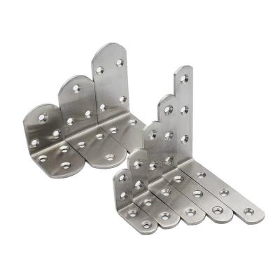 China 304 Stainless Steel Corner 90 Degree Furniture L Type Wardrobe Base Plate OEM Hardware Fittings for sale