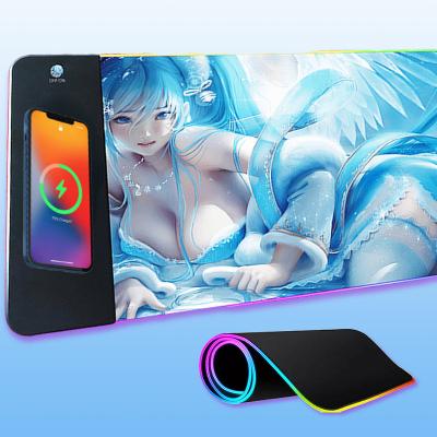 China Gamer Chargineer Cool RGB LED Wireless Video Game Mousepad 2023 Trending On Amazon Best Seller For iPhone Radio Charging Keyboard Mousepad for sale