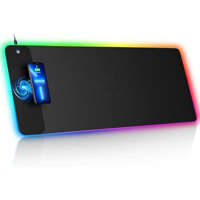 China 2023 Multifunctional Product Radio Radiation Protection Chargineer Latest Arrivals For iPhone Charger RGB LED Black Game Mat Custom Mouse Pad for sale