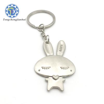 China High Quality Customized Metal Design Silver Rabbit Pattern Key Chain For Men And Women for sale