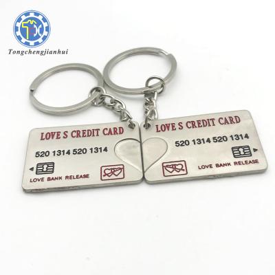 China Metal Custom Design Lover's Key Credit Card Chain Set For Valentine's Day Gifts for sale