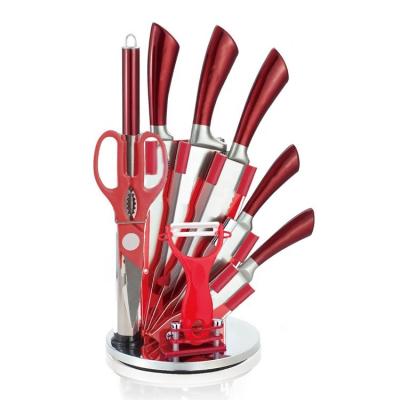 China S/S+painting New Design Stainless Steel 9pcs Knife Set Modern Kitchen for sale