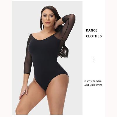 China Mesh Bodyshaper Hip Lift Underwear Antibacterial One Piece Breathable Bodysuits Shapewear Long Sleeve Dance Shapewear Dress for sale