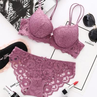 China Ladies Triangle Adjustable Lingerie Bralette Backless Bra Mesh Lace De Encaje Transparent Quick Dry Women's Underwear and Panty Set for sale