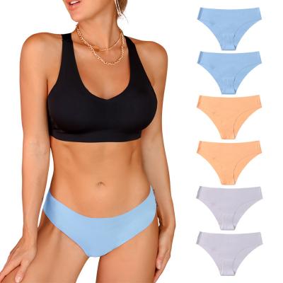 China Wholesale Hot Sale Antibacterial Seamless Laser Cut Briefs Panties High Waist Thong Ladies Ice Silk Underwear Women Seamless Panties for sale