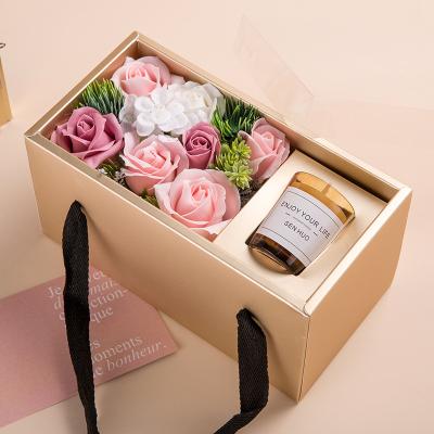 China Designs Wholesales Soap Flower And Aromatherapy Scented Candles Gift Box For St. Valentine's Day for sale