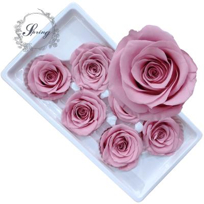 China Wholesale green environmental protection high quality 5-6cm preserved flowers rose heads for decorative flowers for sale