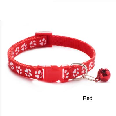 China Hot Selling Cute Dog Footprints Collar Paw Print Adjustable Pet Cat Personalized Multi Colors Dog Collar With Bell for sale