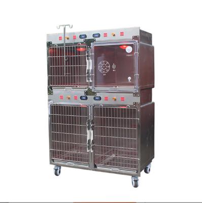 China Pet Viable Hospital Therapy Stainless Steel Oxygen Pet Cage Second Cage Floor Heating Lamp Infrared Combo Electric Appliance for sale