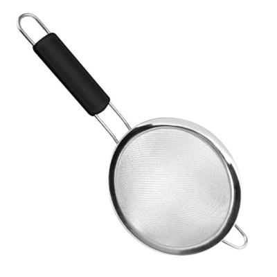 China 8cm Viable Black Plastic Handle Flour Sieve Strainer Soy Milk Sifter Mesh Sieve for sale