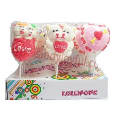 China Natural Sweet Bear Marshmallow Lollipop Candy - Valentine Marshmallow Candy for sale