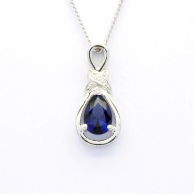 China Wholesale 18K 14K 9K White Gold CLASSIC Pear Shape Sapphire Unique Earring And Pendant Necklace Set For Women for sale