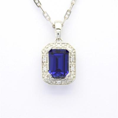 China CLASSIC 18K 14K 9K White Gold Emerald Sapphire Dainty Jewelry Necklace Pendant for Women for sale