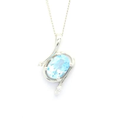 China CLASSIC Oval Blue Topaz Diamond 18K 14K 9K Fashion Fine Jewelry Pendants Charms For Women for sale