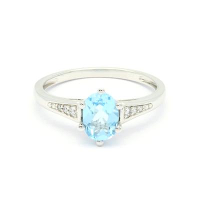 China CLASSIC Blue Topaz Diamond 18K 14K 9K Classic Gift Oval Ring For Women White Gold for sale