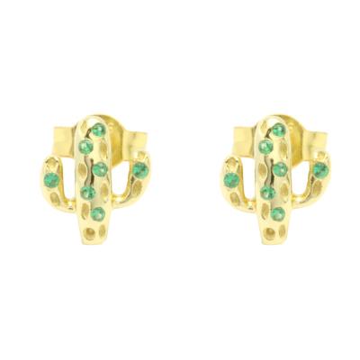 China 925 Silver Cute CACTUS Trendy Trendy Fashion Jewelry Stud Earrings For Women for sale