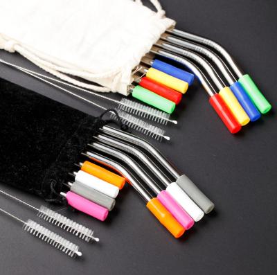 China Wholesale 16pcs Minimalist Reusable Stainless Drinking Straw With Silicone Tip And Brushes for sale