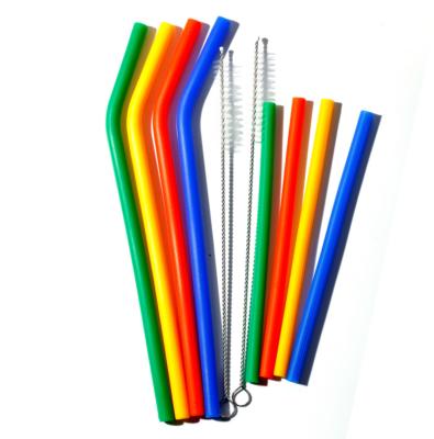 China Minimalist 8pcs 100% Silicone Straight And Curved Reusable Straws For 20oz And 30oz Tumblers With Brushes for sale