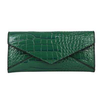 China Anti-theft Envelope Luxury Leather Bi-fold Wallet Long Cash Money Green Design Wallet for sale