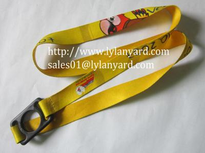 China Neoprene Polyester Custom Logo Heat Transfer Water Bottle Holder Lanyard for sale