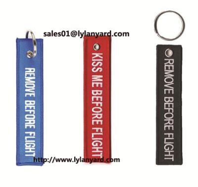 China Embroidery Keychain Type Remove Before Flight Keychain for sale