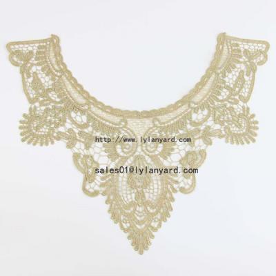 China Gold Line Embroidery Costume Decor Sewing Applique Craft Collar Lace Trim for sale