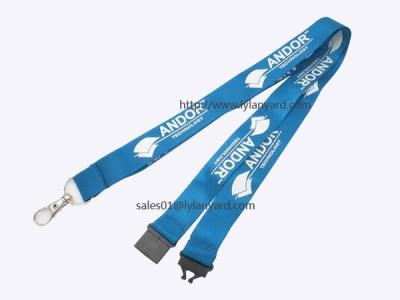 China Blue Polyester Imprinted Custom Lanyard, Lanyard with Plastic Release Buckle for sale