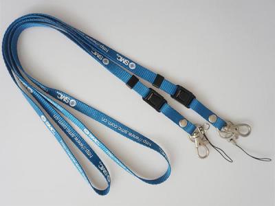 China 1cm Blue Silk Screen Printed lanyard with Metal Rivet, Rivet Camera Lanyards for sale