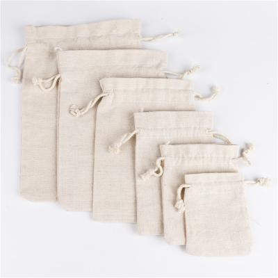 China Recyclable wholesale custom printing creative cotton logo cotton jewelry packaging eco-friendly drawstring muslin canvas small gift bag for sale