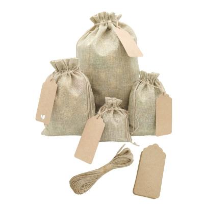 China Gift Customized Cheapest Nut Seed Bag Logo Printing Cotton Drawstring Bag Burlap Drawstring Burlap Gift Packaging Bag With Card for sale