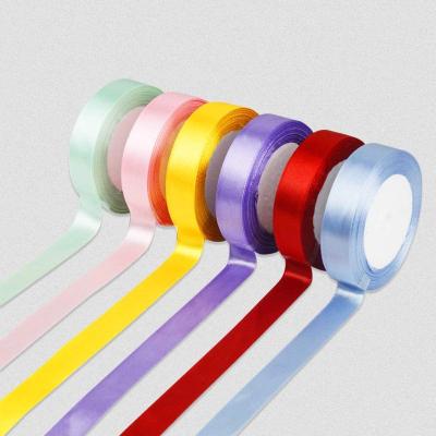 China 6 Colors Single Face Wholesale 20MM Satin Ribbon Assortment For DIY Gift Wrapping Supplies Party Wedding Decoration Balloon Twine for sale