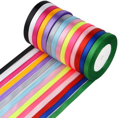 China 10mm Double Sided Satin Ribbon 350 Yards Roll 14 Colors Satin Ribbon Fabric for sale