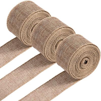 China Floral Natural Burlap Ribbon Wired Edge Ribbons 25mm / 1 Inch Rustic Vintage Farmhouse Craft Ribbon For DIY Gift Wrapping for sale