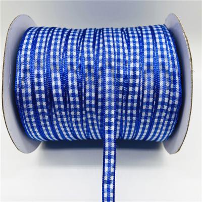 China High Tenacity 6mm Plaid Ribbon Grid Printed Ribbon For Christmas Decorations DIY Gift Wrapping Home Wedding Ribbon For Bows for sale