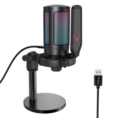 China Latest Model A6 AmpliGame Microphone Fifine Microphone USB Professional Podcasting Microphone Handheld Online Show Recording for sale