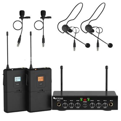 China Perfect Sound Fifine K038 Professional Dual Channel UHF Microphone Wireless System For Church Talking Conference for sale