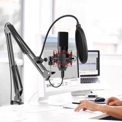 China Professional USB Microphone Fifine T732 Vlogging Kit Streaming Microfono Kit With Scissor Arm Stand for sale