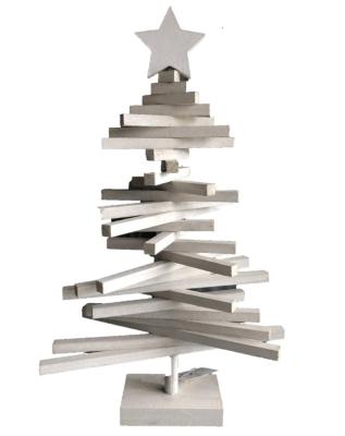 China New Europe Christmas Tree Wood Decorated Table Top Turn Striped Tree for sale