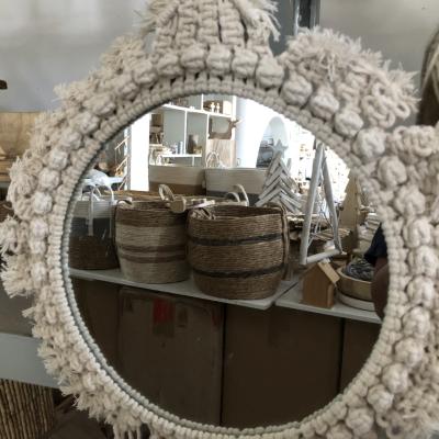 China Europe Cheap Rope Woven Wedding Wall Hanging Decorative Round Mirrors for sale