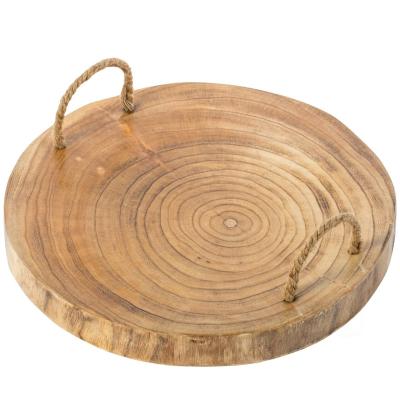 China Europe Decorative Wooden Handmade Paulownia Wood Planter Tray with Rope Jute Heaving for Indoor or Outdoor Garden Use for sale