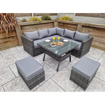 China Outdoor Garden Dining Furniture Set with Bench by AJUNION Woven Rattan Corner Sofa for sale